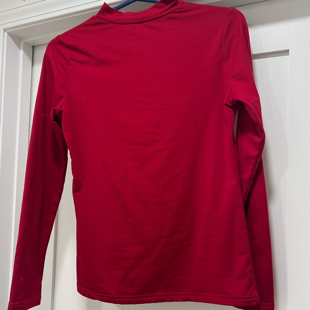 Red Long Sleeve mock neck top size small